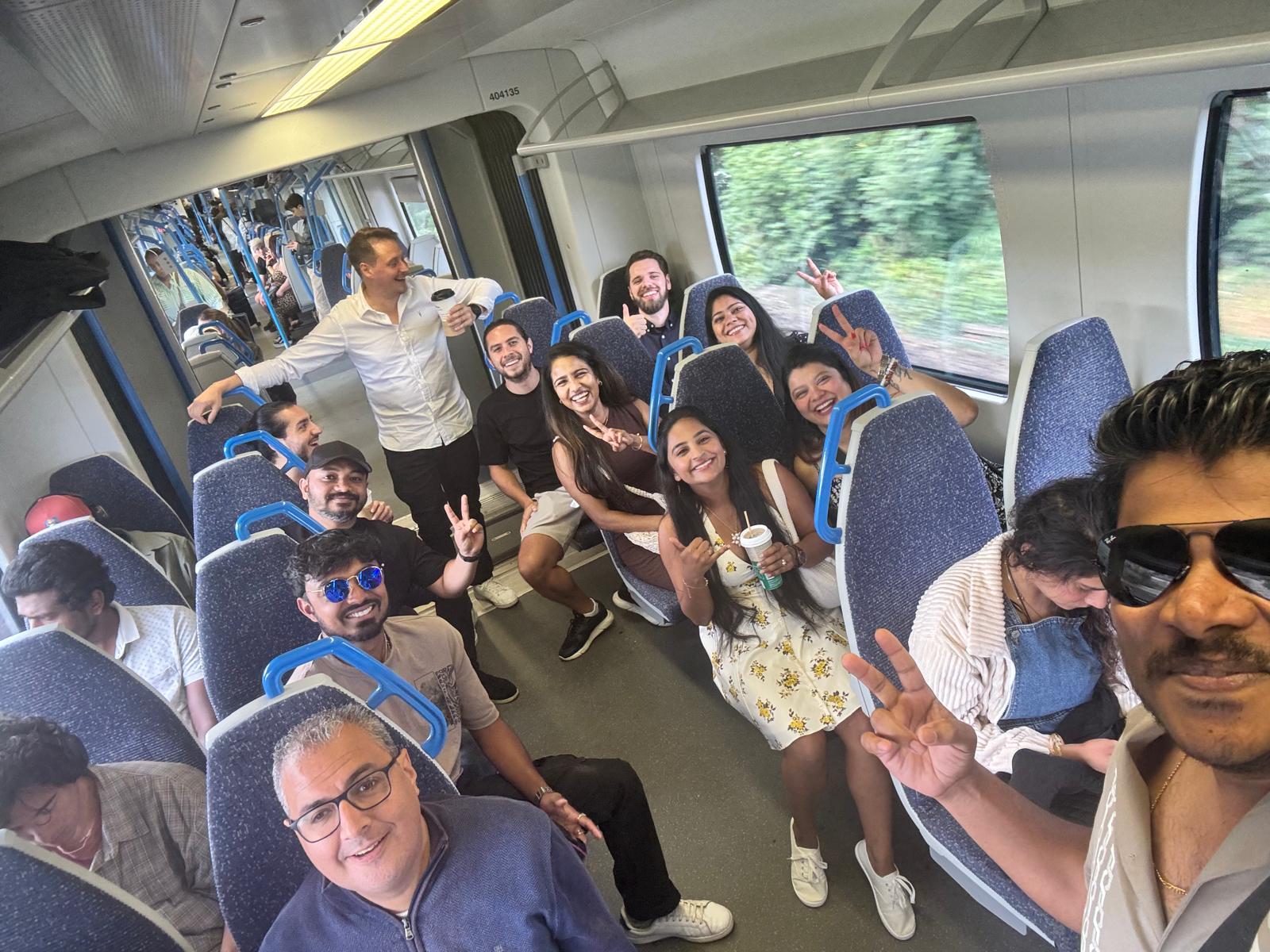 The Educate2Trade team on the train to Brighton