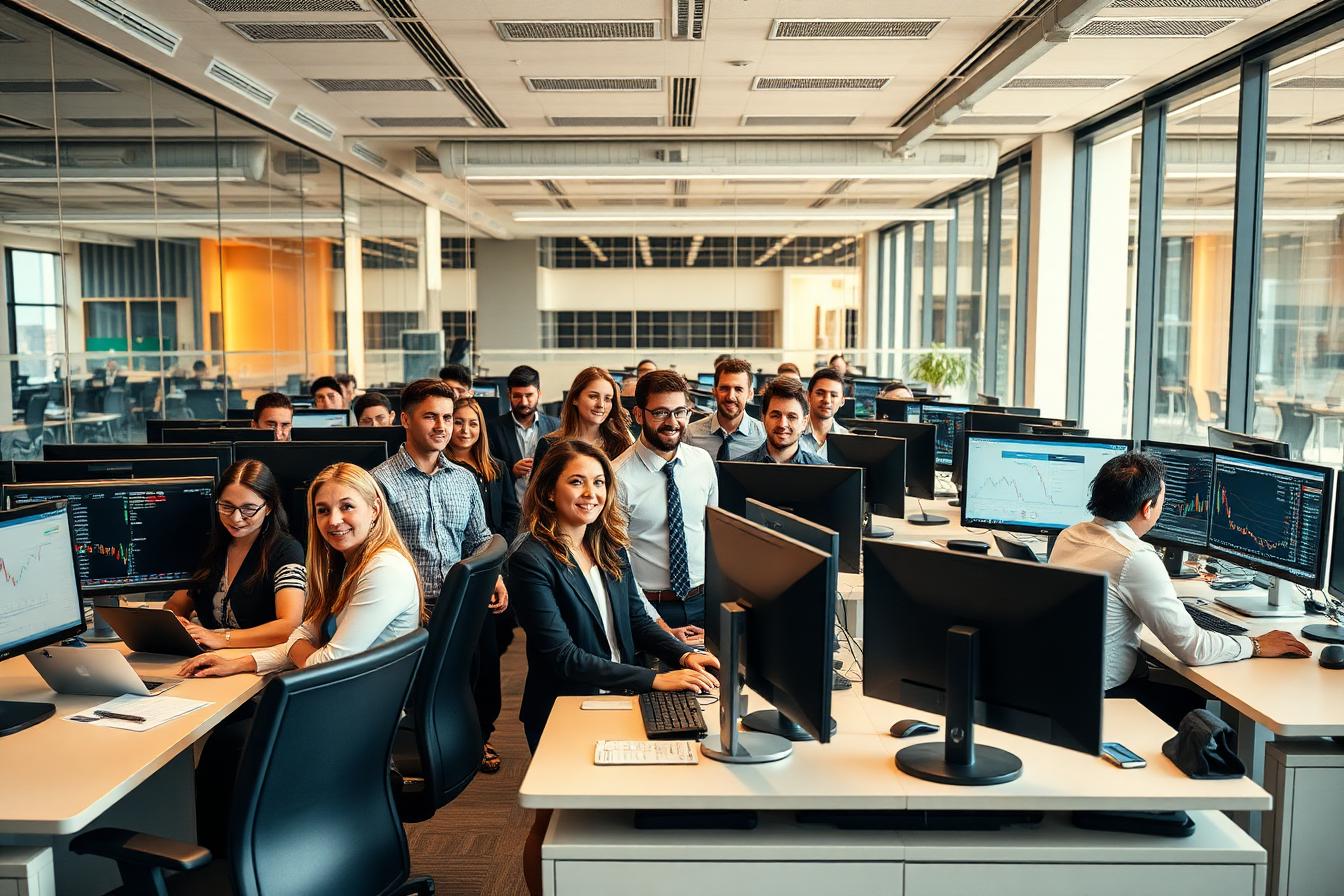 The Educate2Trade team in the trading academy office
